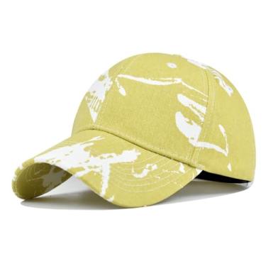 Imagem de HDiGit Boné de beisebol masculino chapéu de sol de algodão moderno tie-dye boné esportivo unissex, Amarelo, G