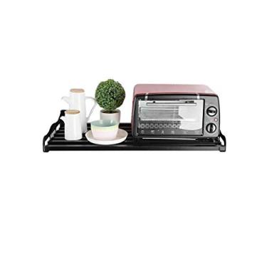 Imagem de Rack de armazenamento de aço inoxidável rack de cozinha micro-ondas rack de forno montado na parede suporte de panela de arroz rack de armazenamento suporte doméstico (tamanho: 60 cm) (50 cm)