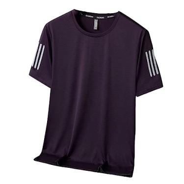 Imagem de Camiseta masculina atlética manga curta secagem rápida respirável lisa camiseta elástica lisa academia, Cor 1, G