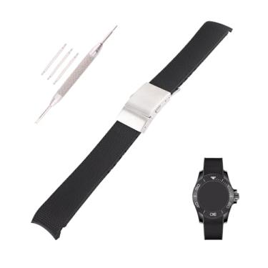 Imagem de Topuly Pulseira de relógio de resina de 21 mm para Longines Master Conquest HydroConquest L3 41 mm/43 mm, acessórios para homens e mulheres (preto)