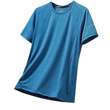 Imagem de Camiseta masculina atlética de manga curta com estampa suave de alta elasticidade gola redonda respirável para treino, Cor 2, G