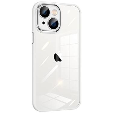 Imagem de Capa para iPhone 14 de silicone transparente à prova de choque com vidro protetor de lente de câmera embutido capa fina para iPhone 14 de 6,1 polegadas 2022 branco puro