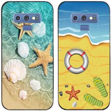 Imagem de 2 peças de capa de telefone traseira de silicone em gel TPU com estampa de estrela do mar concha de praia para Samsung Galaxy All Series (Galaxy Note 9)