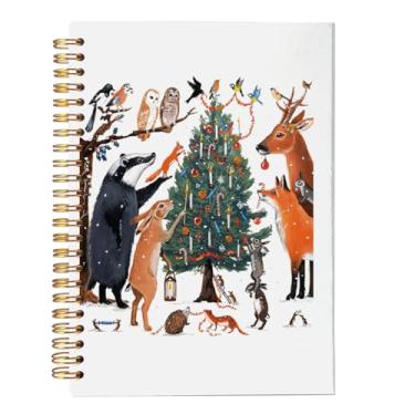 Imagem de VNWEK Caderno de diário de Natal com animais da floresta de inverno, presentes engraçados para amantes de animais, diário de Natal, cadernos de Natal, caderno espiral para escrever 14 x 21 cm