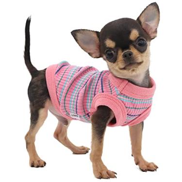 Imagem de LOPHIPETS Colete 100% algodão canelado para cães pequenos xícara de chá chihuahua yorkie roupas regata rosa / PP