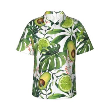 Imagem de Xiso Ver Camiseta havaiana masculina aquarela vermelha caminhão e abeto manga curta casual praia festa praia, Aquarela verde tropical, GG