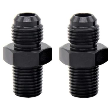 Imagem de YSIL 6AN macho alargador para mangueira NPT de 1/5.1 cm conector de união de combustível liga de alumínio superfície anodizada preta reta 2 peças