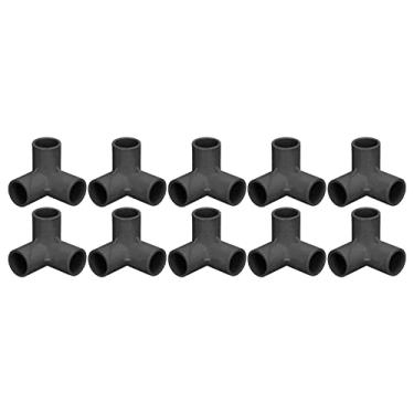 Imagem de 10 Peças De Acessórios De PVC De 3 Vias, Conector De Tubo Para Móveis, Acessórios De Tubo De Canto De 3 Vias, Conector De Canto De Cotovelo De Encaixe Em T, Diâmetro Interno De 25 Mm(preto)