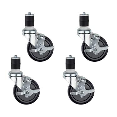 Imagem de DuraSteel Conjunto de 4 rodas de poliuretano para mesa de trabalho com freio, 5" Mounting Height