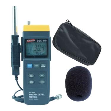 Imagem de Kit Sonômetro Digital 30 A 130Db Ponderação A C Rs-232 Dec-440 Portátil Instrutherm Suporte Protetor Microfone Estojo