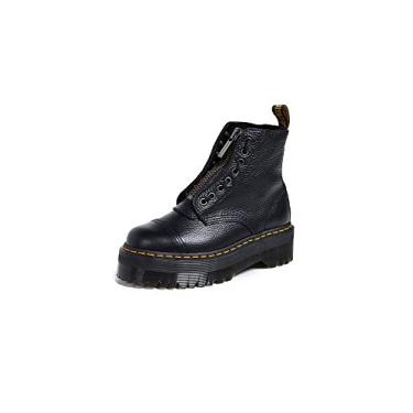 Imagem de Dr. Martens Bota plataforma feminina Sinclair 8 Eye de couro, preta lisa, 39 EUA