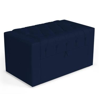 Imagem de Calçadeira Báu Solteiro Atena 90cm Capitonê Suede Azul Marinho - Desk Design