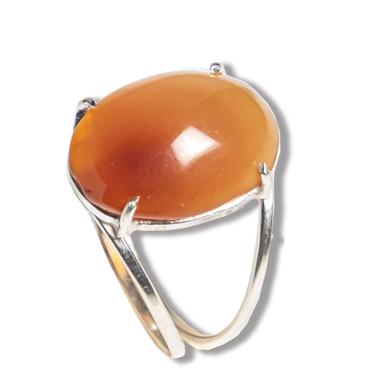 Imagem de Anel Agata Cornalina Cabochão Oval 15mm Ajustável Prata 950