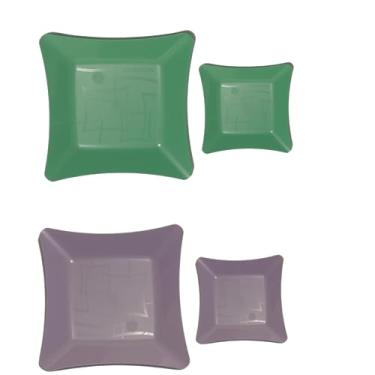 Imagem de Kit 20 Pratos Para Bolo Sobremesa + 20 Pratos Para Churrasco Refeição Chá Revelação Chá De Bebê (VERDE E LILÁS BEBÊ) Candy Color