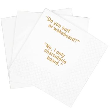 Imagem de SharkBliss Funny Quotes Pacote com 100 unidades Do You Surf or Wakeboard No I Only Charcutaria Guardanapos de Papel Descartáveis para Férias Praia Churrascos ao Ar Livre Festa Noturna de Meninas 2
