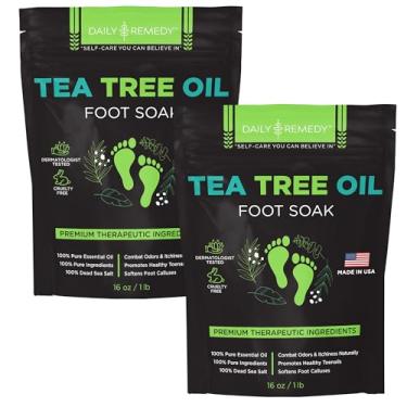 Imagem de Tea Tree Oil Foot Soak with Epsom Salt - Made in USA - for Toenail irritations, Athletes Foot, Stubborn Foot Odor Scent, Softens Calluses & Soothes Sore Tired Feet - 2 PACK