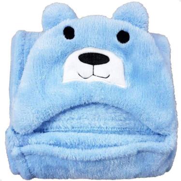 Imagem de Manta Cobertor Toalha de Banho com Capuz para Bebê Criança Lorben Manto Bichinhos Fleece Macio
