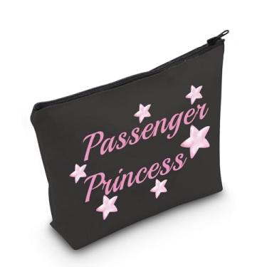 Imagem de MNIGIU Bolsa de cosméticos engraçada para namorada bolsa de maquiagem para princesa passageira presente de princesa, Passenger Princess, preto
