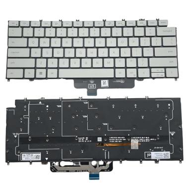 Imagem de Novo teclado para laptop Dell XPS 13-9315 (não para XPS 13-9315 2 em 1) Laptop 0PTT23 PK133Q73C00 DLM21K1 US Layout, cinza e branco, com luz de fundo e chave de fenda
