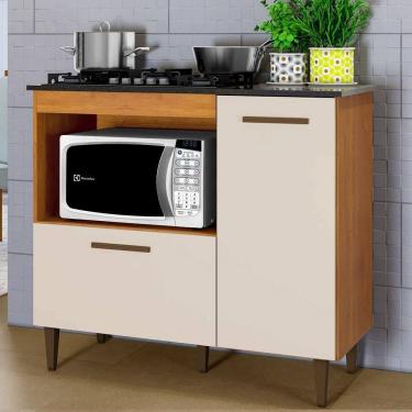 Imagem de Balcão 2 Portas Para Cooktop 4 Bocas Zurique Kaiki Móveis Nature/off White