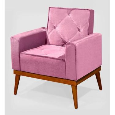 Imagem de Poltrona Cadeira Amamentação Mamãe Baby Rosa Conforto Macia Luxo Velud