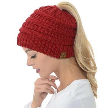 Imagem de Touca Inverno Gorro de Lã Feminina Com Furo Para Rabo De Cavalo - Supr