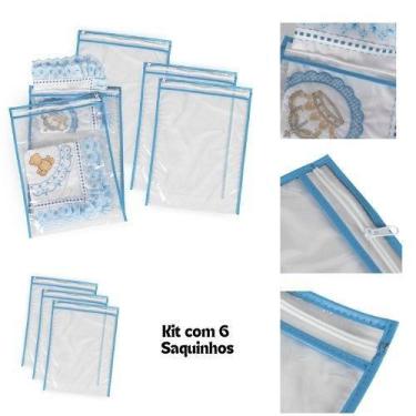 Imagem de Saco organizador de roupa suja e limpa kit com 6 unidades Azul - Beatr