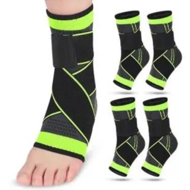 Imagem de Kit 2 Tornozeleira Compressão Estabilizadora Ortopédica Elástica Ajustável Confortável Cor Preto e Verde