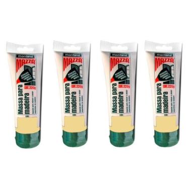 Imagem de 4 Massa P/Calafetar Madeira Montana Mazza 220 Gramas Marfim