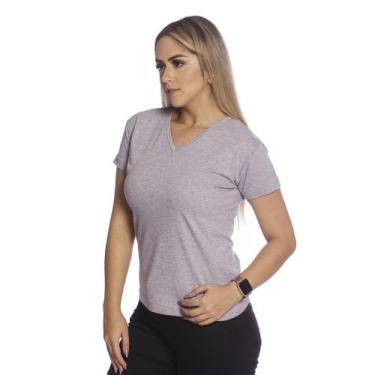 Imagem de Camiseta Feminina Básica Baby Look Lisa Gola V Barato - Techmalhas, Ci