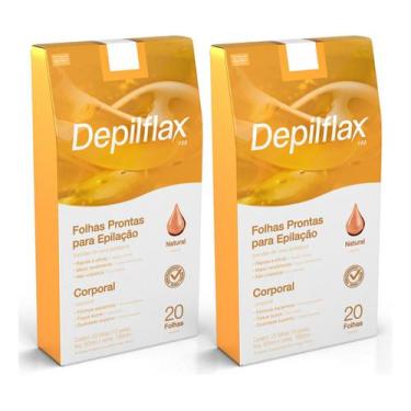 Imagem de Kit Depilflax 2 Caixas Cera Depilitórias Folhas Natural 20un