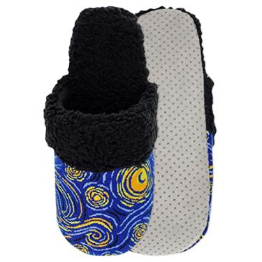 Imagem de Hot Sox Pantufa masculina Starry Night, Pantufa noturna estrelada (azul marinho), G-GG
