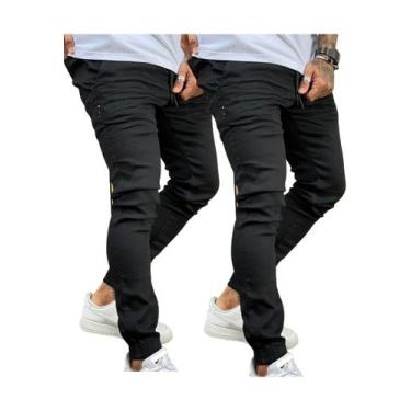 Imagem de KIT 2 Calça Jogger Sarja  Premium Masculina Com Punho Cós Elástico - P