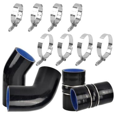 Imagem de Kit de mangueira intercooler de silicone 6,6L com braçadeiras compatíveis com GMC 6.6L Duramax LLY 2004-2005 - Preto
