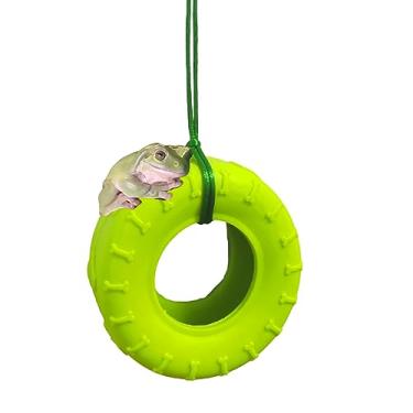 Imagem de JSLZF Tree Frog Habitat Frog Tank Accessories Terrarium Decor Frog Climbing Swing with Suction Cup Hook Green Rubber Climbing Toy for Frogs