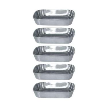 Imagem de Kit Com 5 Formas Assadeira Tabuleiro Para Frango 28cm Polido Sem Alças