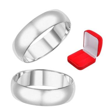 Imagem de Par Alianças Namoro 8mm Prata Tradicional Anatomica Aço Tungstênio Nam