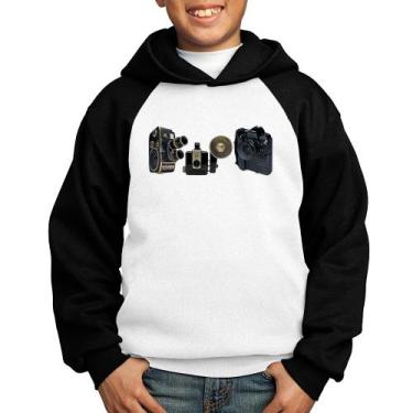 Imagem de Moletom Infantil Câmeras Vintage - Foca na Moda, Branco, Preto, 12