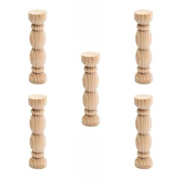 Imagem de Kit com 5 Bases torneadas de Pinus M para trio de boleira decorativo p