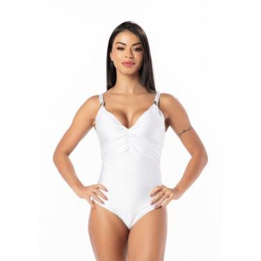 Imagem de Maiô Feminino Decote V com Bojo e Detalhe Levanta Seios - Kosh, Branco