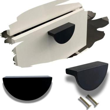 Imagem de 10 Puxador Concha Preto p/ Gaveta, Armário, Portas 6,4cm - Compras Fác
