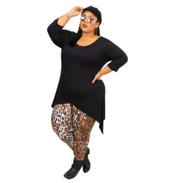 Imagem de Blusa Mullet Assimétrica Manga 3/4 Plus Size - VAmodas, G1, Preto