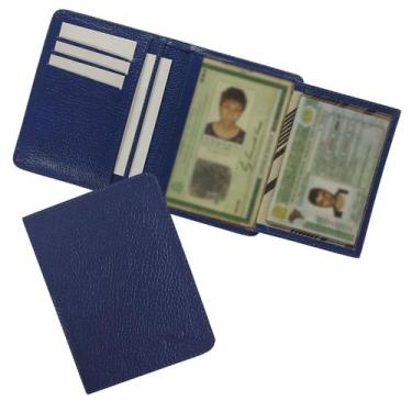Imagem de Carteira Compacta Couro RFID Blocking 20-R Raffai Couros, Azul jeans