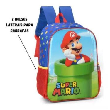 Imagem de Mochila Costas G Escolar Super Mario Bros Luxcel Azul Verde, Verde