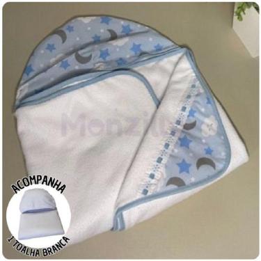 Imagem de KIT 2 Toalhas de Banho Capuz Bebê Estampas - Monzilo Baby Kids, Céu Az