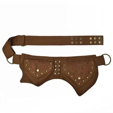 Imagem de KPYWZER Bolsa para perna feminina com caimento de coxa Fanny Pack Renascentista Faire Festival Bolsa de cintura de renda Utilitária Cinto Quadril Bolsas de cintura para mulheres Viagens ao ar livre, Marrom #035