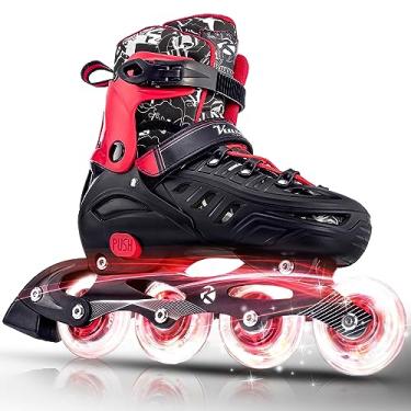 Imagem de Patins em linha para crianças com patins ajustáveis para meninas meninos de 8 a 12 anos Patines para Niños Niñas Outdoor