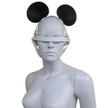 Imagem de Tiara Preta E Branca De Rato Ajustável Coleção Fetiche Lovetoys Preto Com Branco