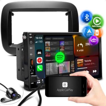Imagem de Som Pra Carro Aparelho Automotivo Midia 7 Pol + Moldura Fiat Mobi + Câ