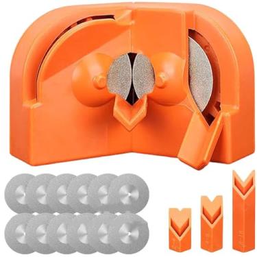 Imagem de Afiador de brocas multiuso, afiador de facas de impacto elétrico, polimento descartável de dupla face para todas as brocas, laranja com 12 rodas
